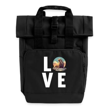 Walrus Walrosse Walross - Roll Top Backpack with Two Handles - black - Front