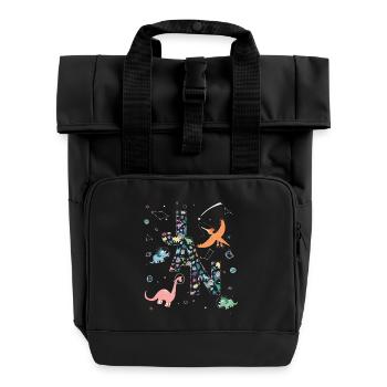 JAN - Beautiful boy name with dinosaur - Roll Top Backpack with Two Handles - black - Front