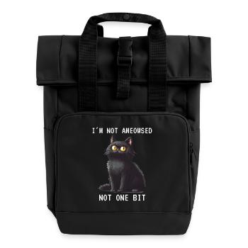 I'm Not Ameowsed Grim Cat Pixel Art Pixel - Roll Top Backpack with Two Handles - black - Front