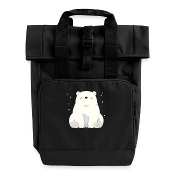 Polar Bear Eisbären Eisbär - Rolltop Rucksack mit zwei Griffen - Schwarz - Vorne