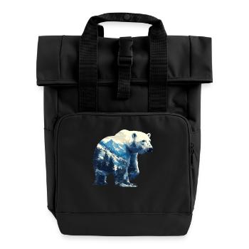 Polar Bear Eisbären Eisbär - Rolltop Rucksack mit zwei Griffen - Schwarz - Vorne