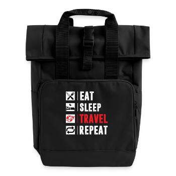 Eat SleepTravel Repeat Shirt For MEn Women And Kid - Rolltop Rucksack mit zwei Griffen - Schwarz - Vorne