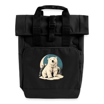 Polar Bear Eisbären Eisbär - Rolltop Rucksack mit zwei Griffen - Schwarz - Vorne