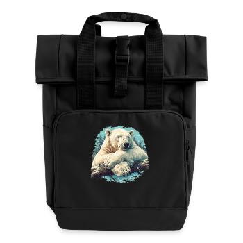 Polar Bear Eisbären Eisbär - Rolltop Rucksack mit zwei Griffen - Schwarz - Vorne