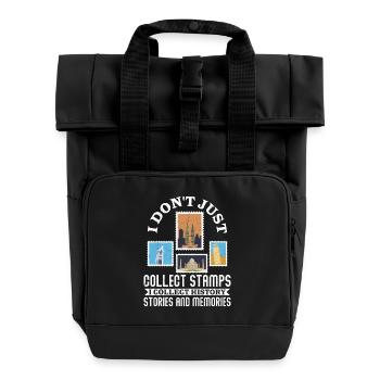 History in My Album: The Stamp Collector's Tale - Roll Top Backpack with Two Handles - black - Front