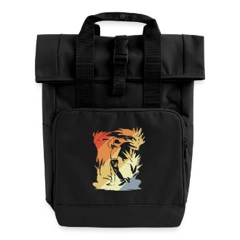 Vintage Golfspieler - Rolltop Rucksack mit zwei Griffen - Schwarz - Vorne