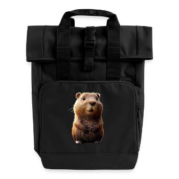Biber Motiv Biberflüsterer Nagetiere Süßer Biber - Rolltop Rucksack mit zwei Griffen - Schwarz - Vorne