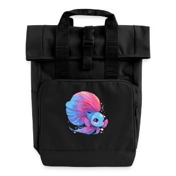 Bettas Betta Fisch Betta - Rolltop Rucksack mit zwei Griffen - Schwarz - Vorne