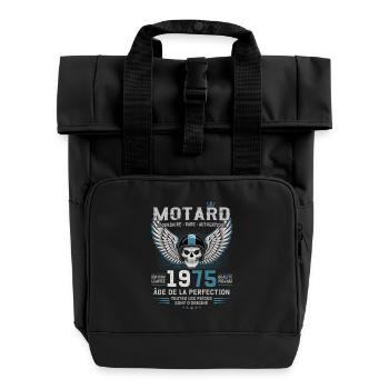 Motard Né en 1975 Cadeau d'Anniversaire 50 ans - Sac à dos Roll Top à deux anses - noir - Devant