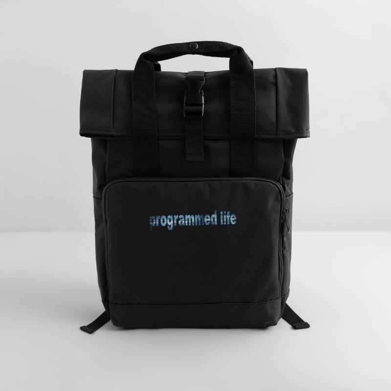 Programmiertes Leben Typografie Programmed Life Rolltop Rucksack mit zwei Griffen