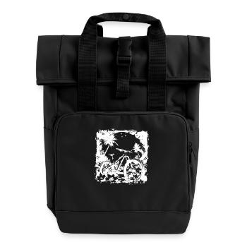 Mountain Biker Graphic - Roll Top Backpack with Two Handles - black - Front
