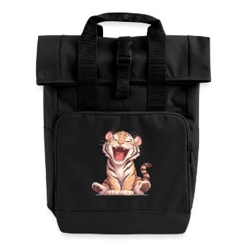 Tiger Big Cat - Roll Top Backpack with Two Handles - black - Front