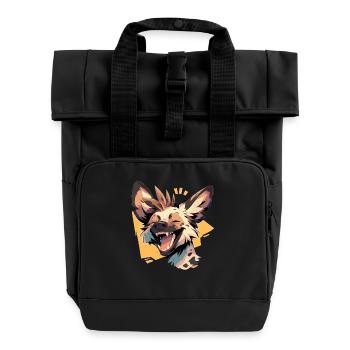 Wild Dog Wildhunde Wildhund - Roll Top Backpack with Two Handles - black - Front