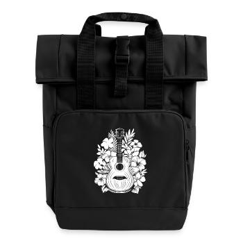 Ukulélé Dessin animé - Sac à dos Roll Top à deux anses - noir - Devant