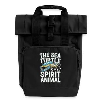 Sea Turtle Spirit Animal - Roll Top Backpack with Two Handles - black - Front