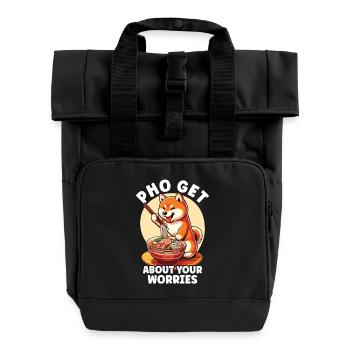 Lustige Pho Shiba Inu - Rolltop Rucksack mit zwei Griffen - Schwarz - Vorne