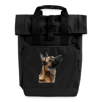 Belgian Malinois - Roll Top Backpack with Two Handles - black - Front