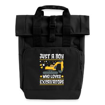 Juste un garçon qui aime l’excavatrice Bagger - Sac à dos Roll Top à deux anses - noir - Devant