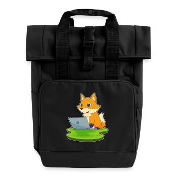 Fuchs Laptop - Rolltop Rucksack mit zwei Griffen - Schwarz - Vorne