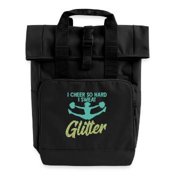 I Cheer So Hard I Sweat Glitter Cheerleader Cheerl - Roll Top Backpack with Two Handles - black - Front