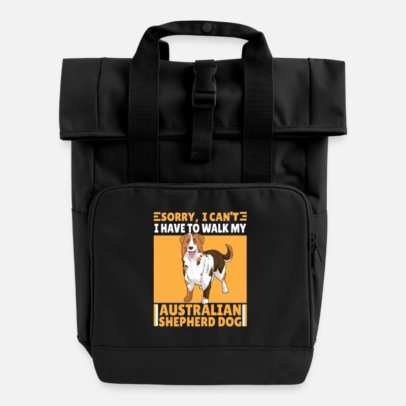 Funny Australian Shepherd Saying Gift - Roll Top Backpack with Two Handles - black
