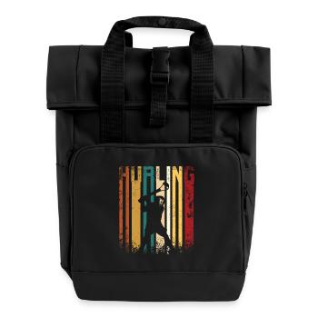 Retro Vintage Hurling - Rolltop Rucksack mit zwei Griffen - Schwarz - Vorne