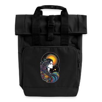 Cosmic goddess of creation - Roll Top Backpack with Two Handles - black - Front