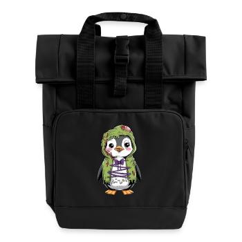 Pingouin zombie mignon pour Halloween - Sac à dos Roll Top à deux anses - noir - Devant