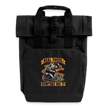Real Fossil Hunters Dig It Loves Fossil Collecting - Roll Top Backpack with Two Handles - black - Front
