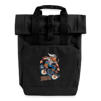 Wikinger-Krieger-Skateboarder - Rolltop Rucksack mit zwei Griffen - Schwarz - Vorne