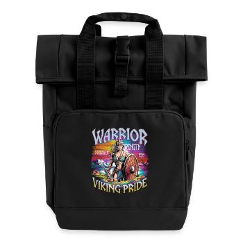 Warrior Spirit and Viking Pride für Wikinger - Rolltop Rucksack mit zwei Griffen - Schwarz - Vorne
