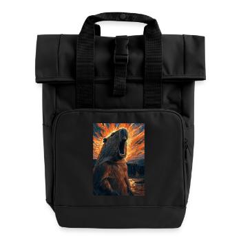 Wasserschwein - Rolltop Rucksack mit zwei Griffen - Schwarz - Vorne