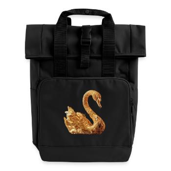 Swan - Roll Top Backpack with Two Handles - black - Front