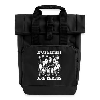Staph meeting microbiology microbiologist bacteria - Roll Top Backpack with Two Handles - black - Front