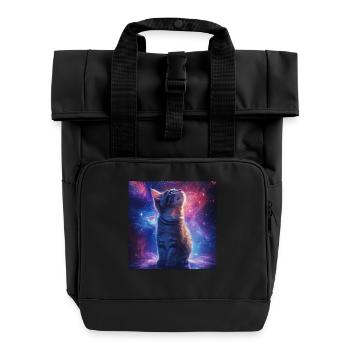 Katze - Rolltop Rucksack mit zwei Griffen - Schwarz - Vorne