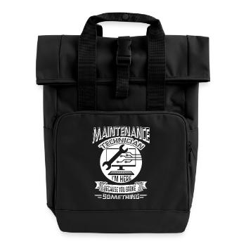 Maintenance Mechanic Maintenance Mechanic Job - Roll Top Backpack with Two Handles - black - Front
