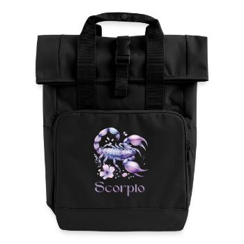 Elegantes Scorpio Sternzeichen Aquarell Geschenk - Rolltop Rucksack mit zwei Griffen - Schwarz - Vorne