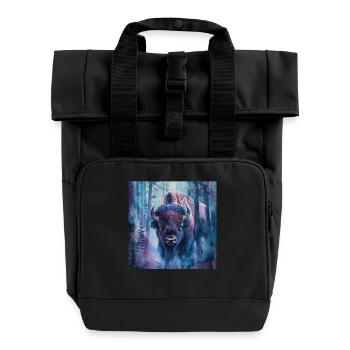 Bison - Rolltop Rucksack mit zwei Griffen - Schwarz - Vorne