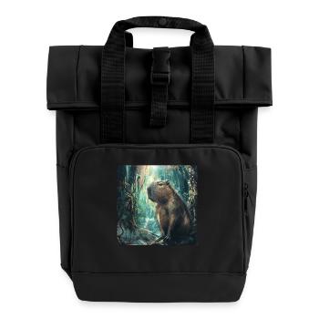 Wasserschwein - Rolltop Rucksack mit zwei Griffen - Schwarz - Vorne