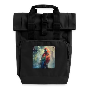 Papagei - Rolltop Rucksack mit zwei Griffen - Schwarz - Vorne