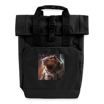 Wasserschwein - Rolltop Rucksack mit zwei Griffen - Schwarz - Vorne