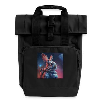 Rabbit - Roll Top Backpack with Two Handles - black - Front