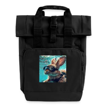 Rabbit - Roll Top Backpack with Two Handles - black - Front