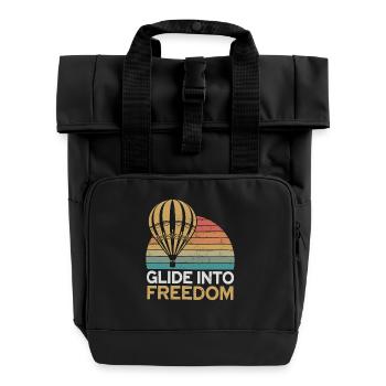 Heißluftballon: Glide Into Freedom - Rolltop Rucksack mit zwei Griffen - Schwarz - Vorne