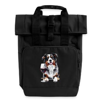 Australischer Schäferhund - Rolltop Rucksack mit zwei Griffen - Schwarz - Vorne