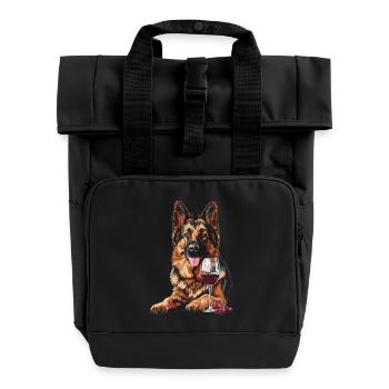 German Shepherd - Roll Top Backpack with Two Handles - black - Front