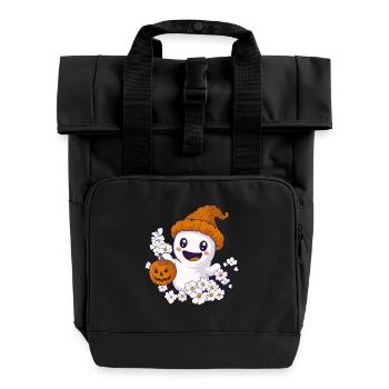 Halloween Geist Geschenk Frauen Männer Kinder Deko - Rolltop Rucksack mit zwei Griffen - Schwarz - Vorne