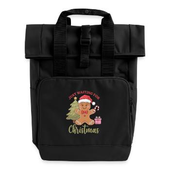 Waiting for Christmas - Gingerbread Joy - Roll Top Backpack with Two Handles - black - Front