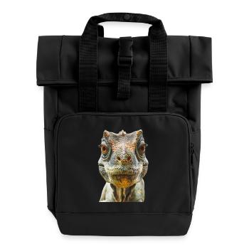 Dinosaurier - Rolltop Rucksack mit zwei Griffen - Schwarz - Vorne