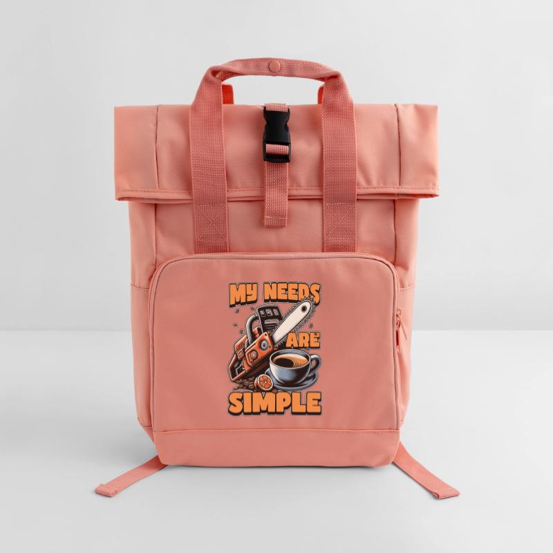 Tree Surgeon My Needs Are Simple Forest Worker Roll Top Backpack with Two Handles